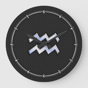 Chrome like Aquarius Zodiac Sign on snake Große Wanduhr