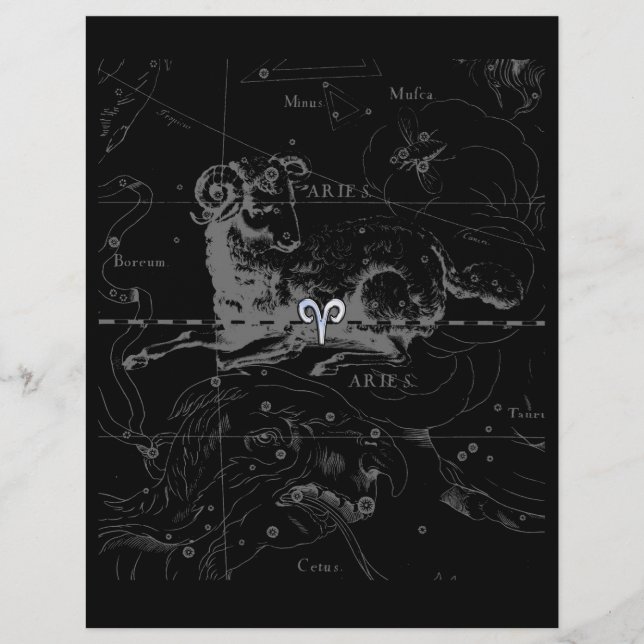 Chrome like Aries Zodiac Sign on Hevelius Black (Vorderseite)