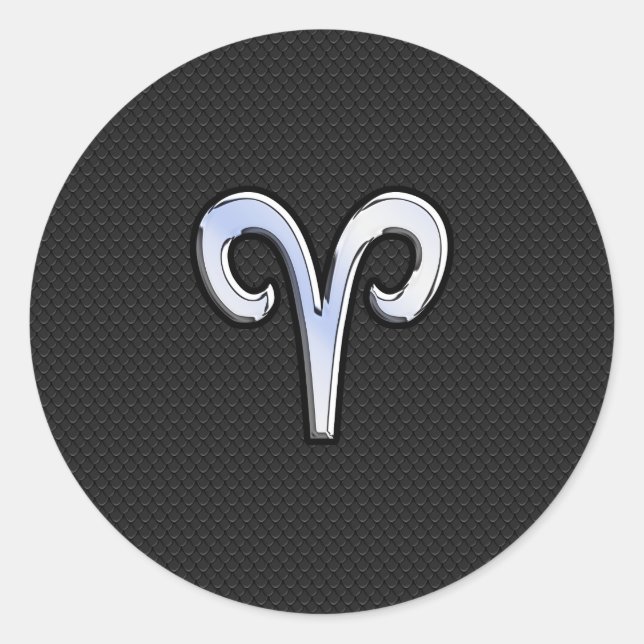 Chrome like Aries Zodiac Sign Runder Aufkleber (Vorderseite)