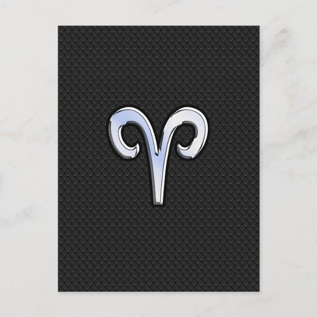 Chrome like Aries Zodiac Symbol Postkarte (Vorderseite)