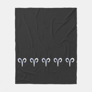 Chrome like Aries Zodiac Symbol Snake Skin Style Fleecedecke