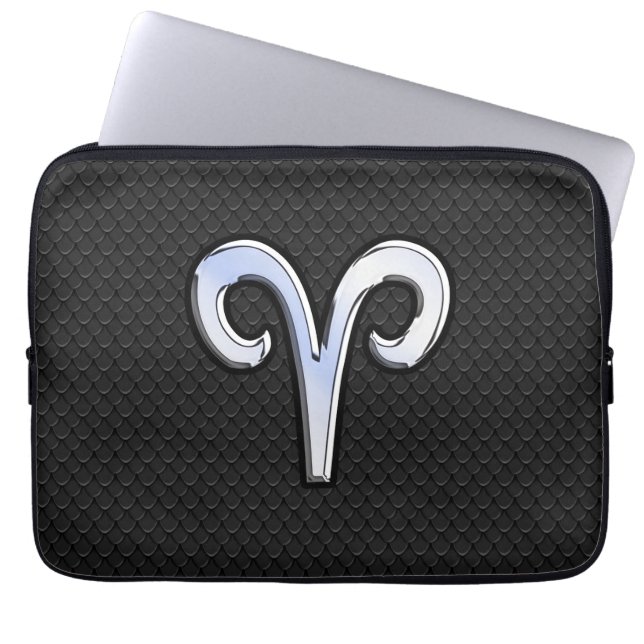 Chrome like Aries Zodiac Symbol Snake Skin Style Laptopschutzhülle (Vorderseite)