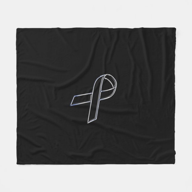Chrome like Black Ribbon Awareness Fleecedecke (Vorderseite (Horizontal))