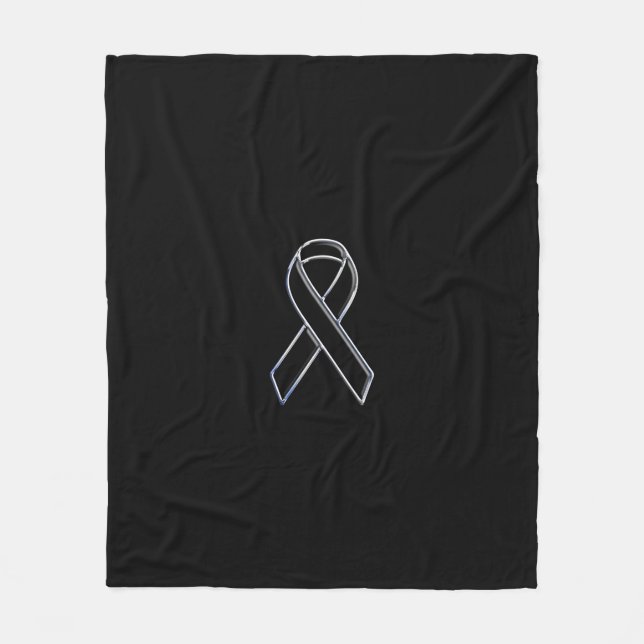 Chrome like Black Ribbon Awareness Fleecedecke (Vorderseite)