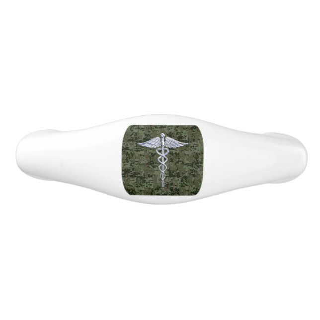 Chrome Like Caduceus Symbol auf Green Camouflage Keramik Schubladengriff (Vorderseite)