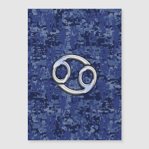 Chrome like Cancer Sign auf Blue Digital Camouflag Magnetkarte