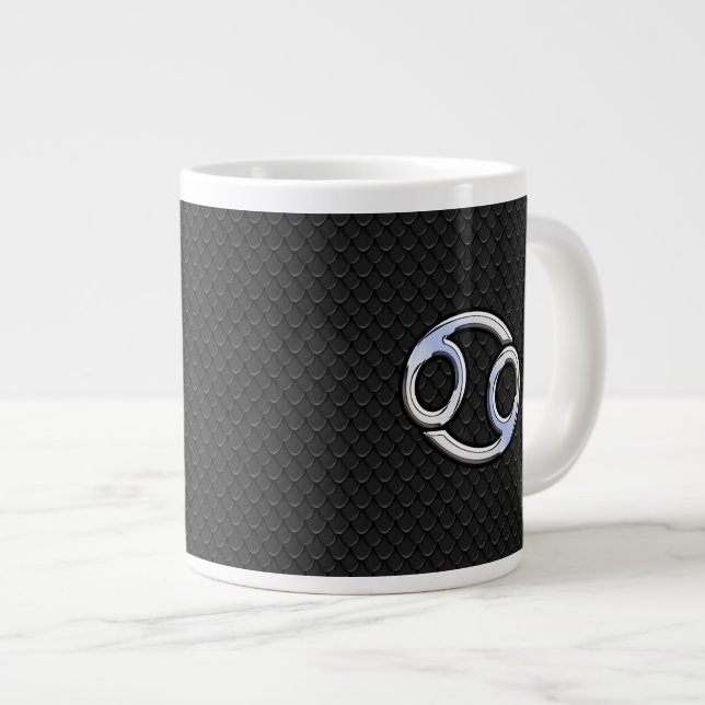 Chrome like Cancer Zodiac Sign auf Schlange Haut S Jumbo-Tasse (Vorderseite Rechts)