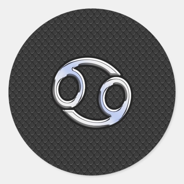 Chrome like Cancer Zodiac Sign auf Schlange Haut S Runder Aufkleber (Vorderseite)