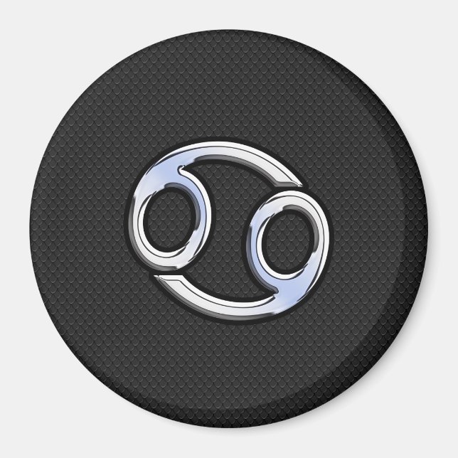 Chrome like Cancer Zodiac-Zeichen auf schwarz Magnet (Vorne)