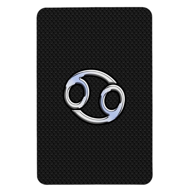Chrome like Cancer Zodiac-Zeichen auf schwarz Magnet (Vertikal)