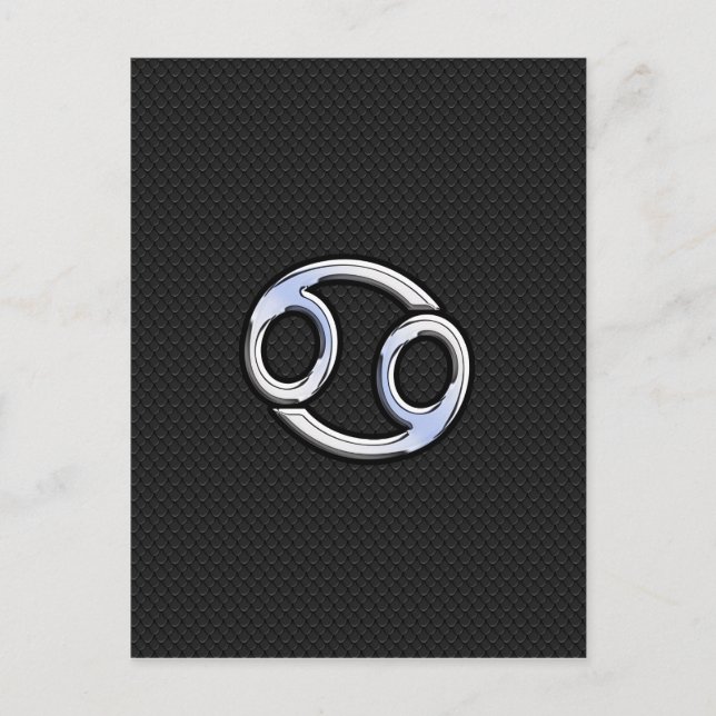 Chrome like Cancer Zodiac-Zeichen auf schwarz Postkarte (Vorderseite)