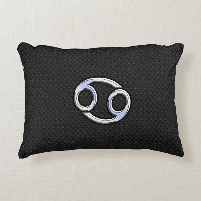 Chrome like Cancer Zodiac-Zeichen auf schwarz Zierkissen (Vorderseite)
