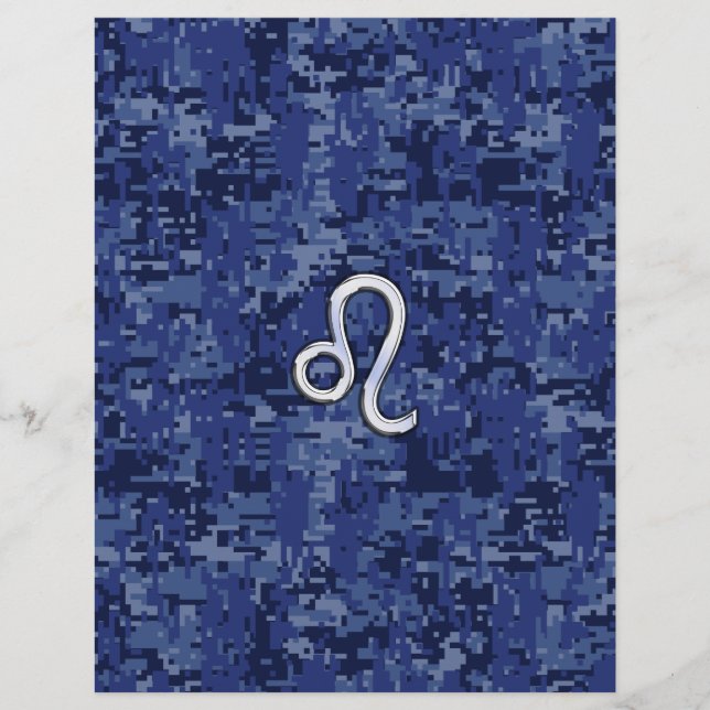 Chrome Like Leo Sign on Navy Blue Digital Camo (Vorderseite)