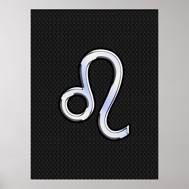 Chrome Like Leo Zodiac Sign auf Schlangenhaut Poster (Vorne)