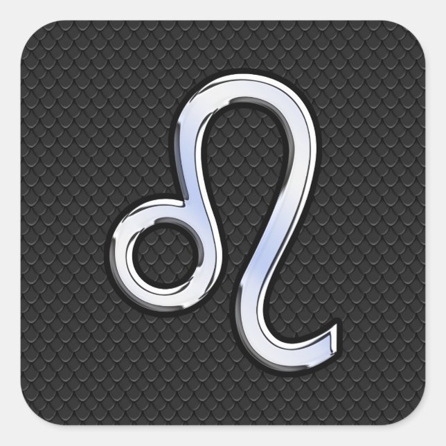 Chrome Like Leo Zodiac Sign auf Schlangenhaut Quadratischer Aufkleber (Vorderseite)