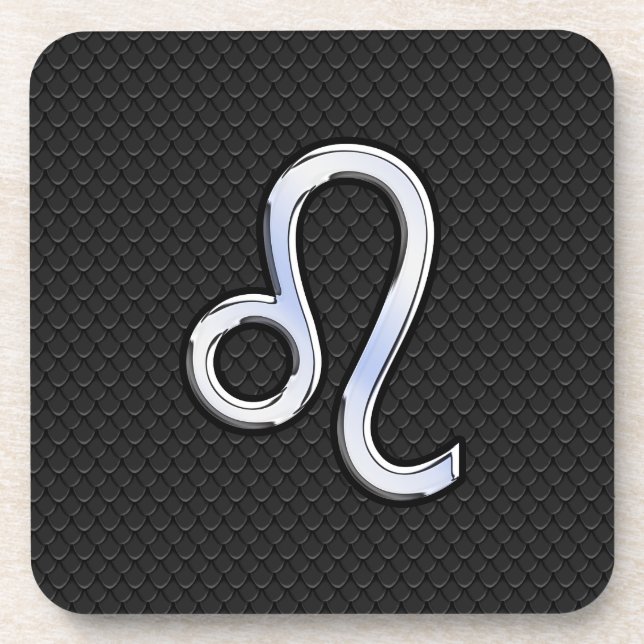 Chrome Like Leo Zodiac Sign auf Schlangenhaut Untersetzer (Vorderseite)