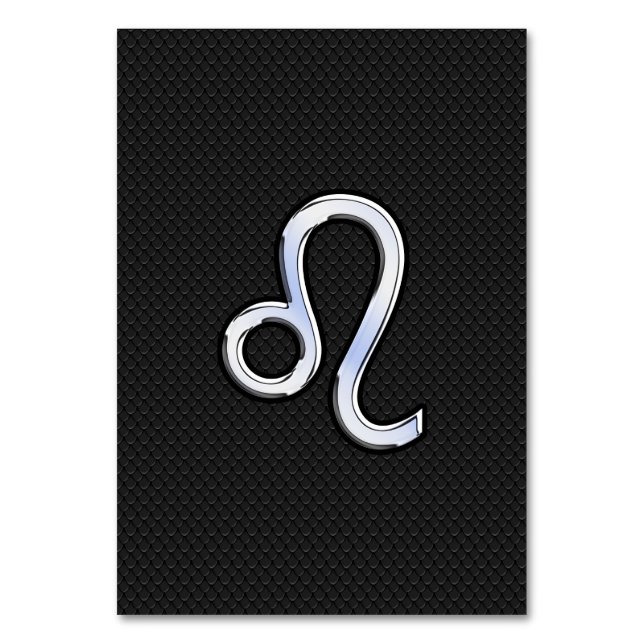 Chrome Like Leo Zodiac Symbol auf Schlangenhaut Tischnummer (Vorderseite)