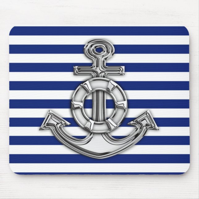 Chrome Like Lifesaver auf Navy Strips Mousepad (Vorne)