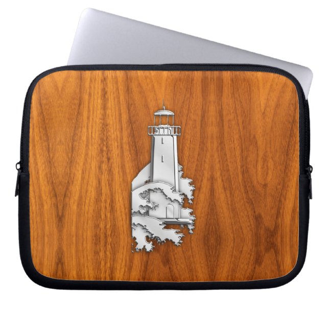 Chrome Like Lighthouse on Teak Wood Laptopschutzhülle (Vorderseite)