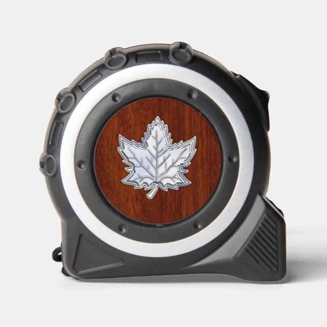 Chrome like Maple Leaf auf Mahogany Print Maßband (Vorderseite)