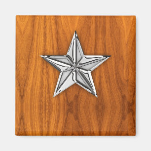 Chrome Like Nautical Star auf Teak Veneer Magnet