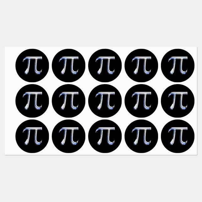 Chrome like Pi Symbol Print Etiketten (Blatt)