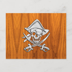 Chrome Like Pirate auf Teak Veneer Postkarte