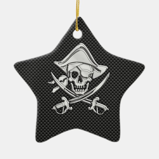 Chrome like Pirate on Black Carbon Fibre Keramikornament (Vorne)