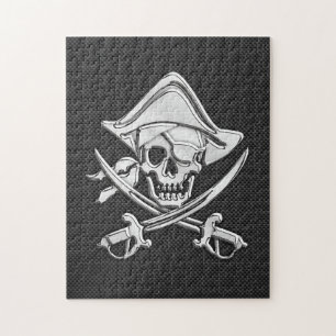 Chrome like Pirate on Black Carbon Fibre Puzzle