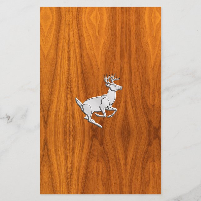 Chrome like Running Deer on Fine Teak Print Briefpapier (Vorderseite)