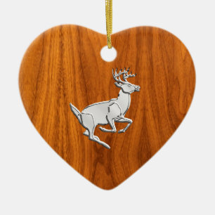 Chrome like Running Deer on Fine Teak Print Keramikornament