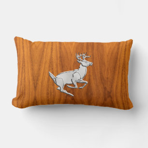 Chrome like Running Deer on Fine Teak Print Lendenkissen