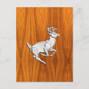 Chrome like Running Deer on Fine Teak Print Postkarte