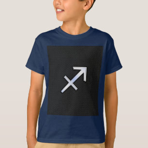 Chrome like Sagittarius Zodiac Sign auf schwarz T-Shirt