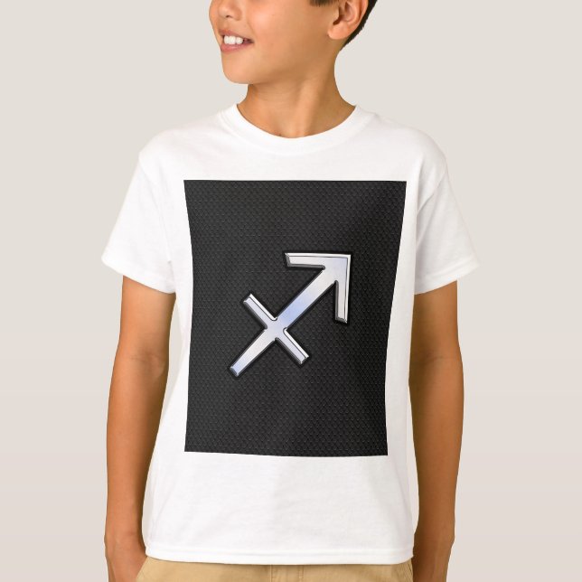 Chrome like Sagittarius Zodiac Sign auf schwarz T-Shirt (Vorderseite)
