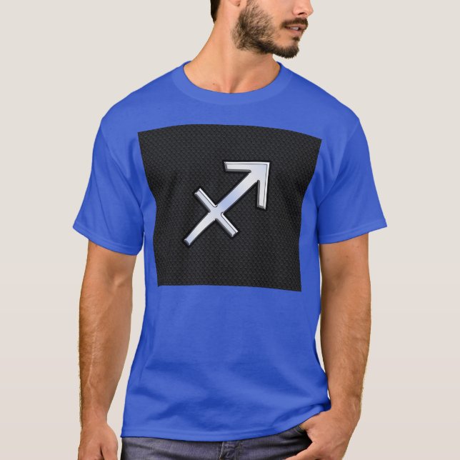 Chrome like Sagittarius Zodiac Sign auf schwarz T-Shirt (Vorderseite)