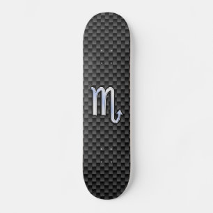 Chrome Like Scorpio Zodiac Sign Carbon Fiber Print Skateboard