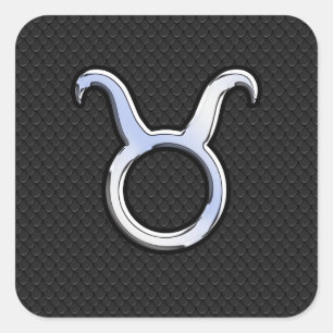 Chrome Like Taurus Sign auf Black Snake Skin Quadratischer Aufkleber