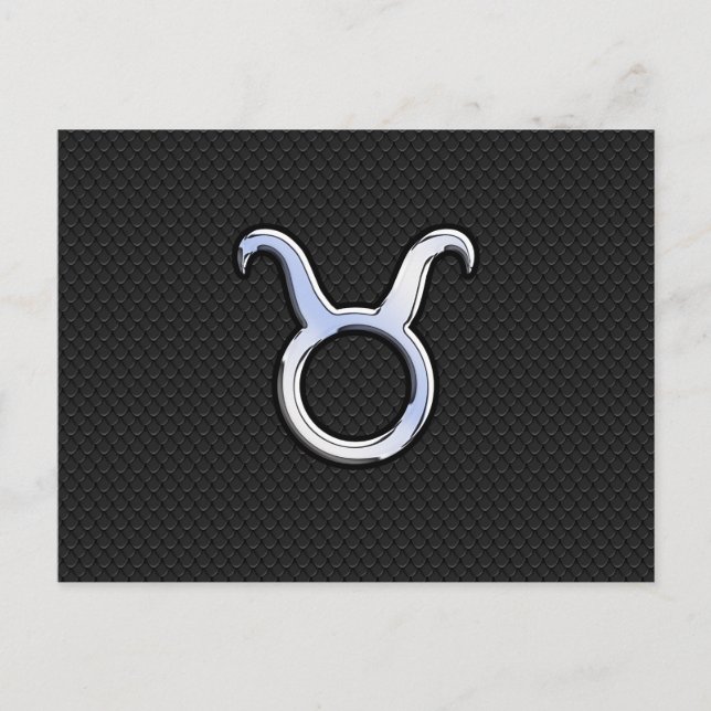 Chrome Like Taurus Zodiac Sign auf Black Snake Ski Postkarte (Vorderseite)