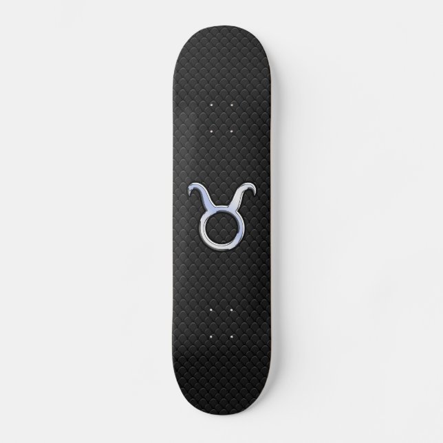 Chrome Like Taurus Zodiac Sign auf Black Snake Ski Skateboard (Vorderseite)