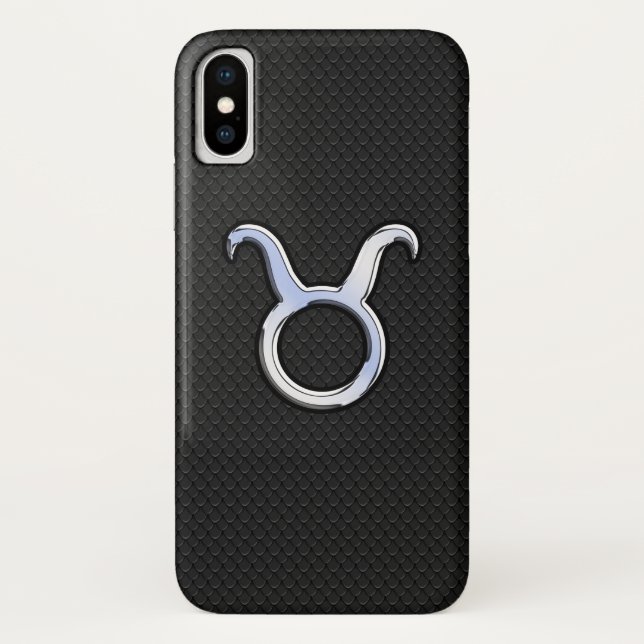 Chrome like Taurus Zodiac Sign auf Schlangenhaut Case-Mate iPhone Hülle (Rückseite)