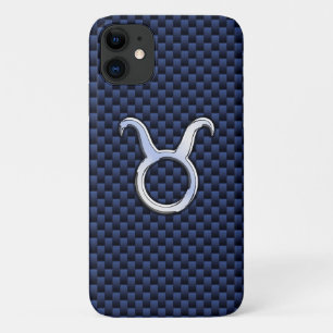 Chrome Like Taurus Zodiac Sign Blue Carbon Print Case-Mate iPhone Hülle
