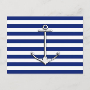 Chrome like Thin Anchor auf nautischen Streifen Postkarte