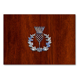 Chrome Like Thistle auf Mahogany Wood Style Tischnummer