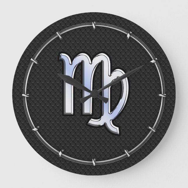 Chrome Like Virgo Zodiac Sign in snake skin Große Wanduhr (Vorderseite)