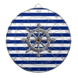 Chrome Like Wheel auf Nautical Stripes Dartscheibe