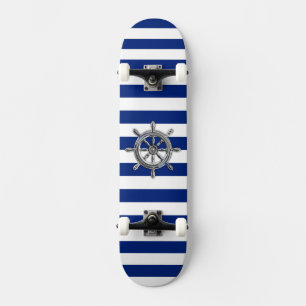 Chrome Like Wheel auf Nautical Stripes Skateboard