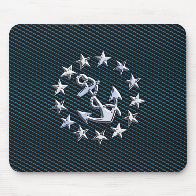 Chrome like Yacht Flag Automotive Grille Print Mousepad (Vorne)