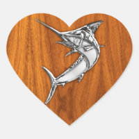 Chrome Marlin auf Teak Wood