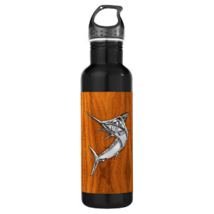 Chrome Marlin auf Teak Wood Trinkflasche